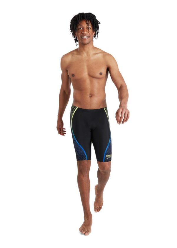 Speedo Printed V-Front Jammer - Black/Beautiful Blue/Lazor Lemon-0