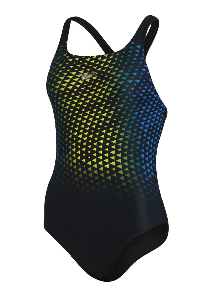 Speedo Women's Digital Placement Medalist Swimsuit - Black/Acid/Blue Flame-554998