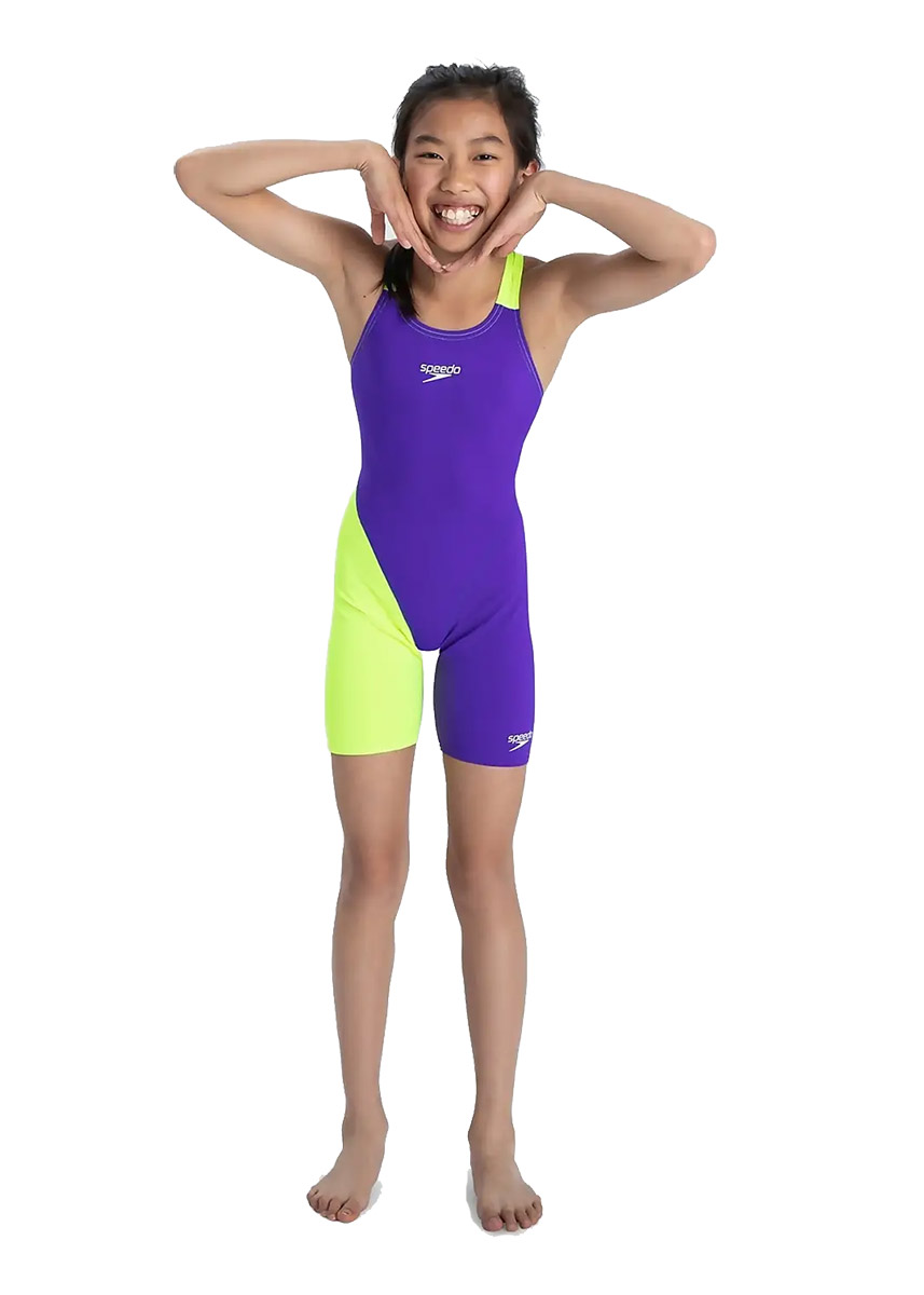 Speedo Girl's Fastskin Junior Endurance+ Openback Kneesuit - Violet / Fluo Yellow-556134