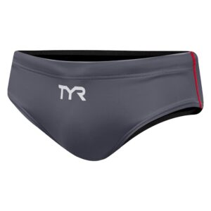 TYR Men's Thresher Racer Briefs - Grey/ Red-0