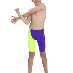 Speedo Boy's Fastskin Junior Endurance+ High Waisted Jammer - Violet / Fluo Yellow