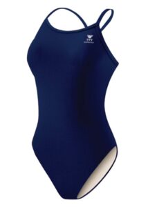 TYR Girl's Durafast One Solid Diamondfit Swimsuit - Navy Blue