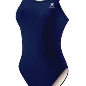 TYR Girl's Durafast One Solid Diamondfit Swimsuit - Navy Blue