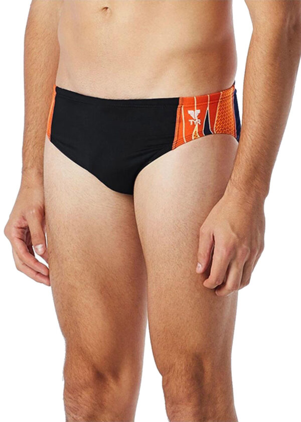 TYR Phoenix Splice Racer Briefs - Black/ Orange-0