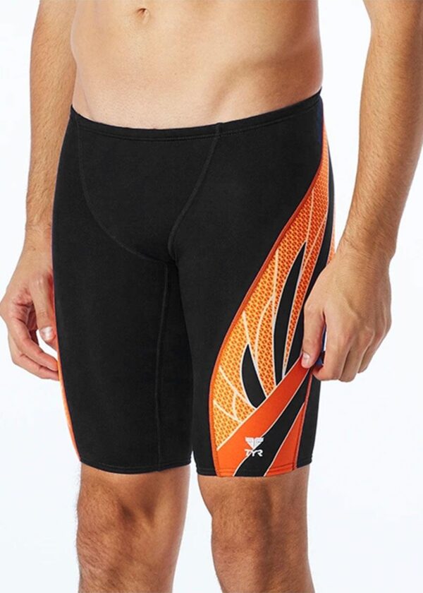 TYR Men's Phoenix Splice Jammer - Black/ Orange-0