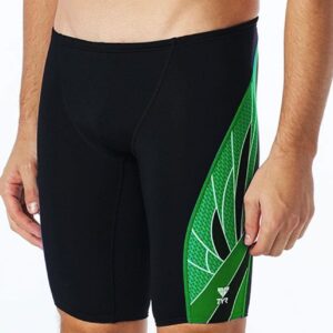 TYR Men's Phoenix Splice Jammer - Black/ Green-0