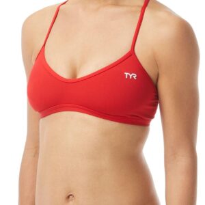 TYR Women's Solid Trinity Bikini Top - Red-0