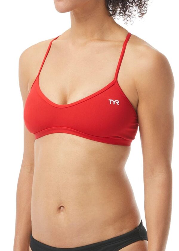 TYR Women's Solid Trinity Bikini Top - Red-0
