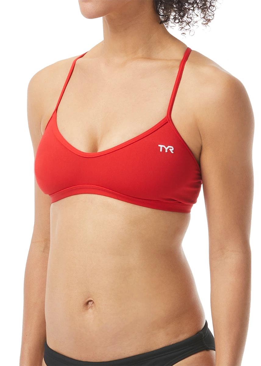 TYR Women's Solid Trinity Bikini Top - Red-0
