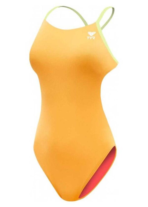 TYR Women's Solid Cutoutfit Swimsuit - Fluo Orange-0