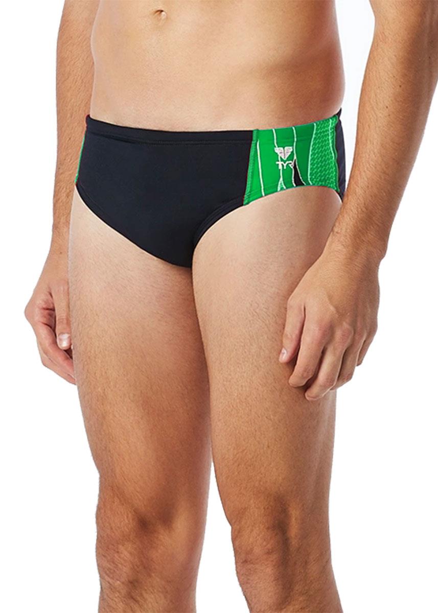 TYR Phoenix Splice Racer Briefs - Black/ Green-0