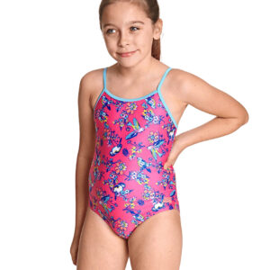Zoggs Girl's Journey Flyback Swimsuit - Pink/ Blue