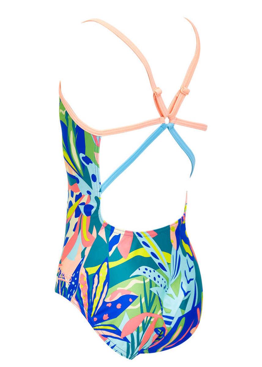 Zoggs Girl's Jungle Mix Starback Swimsuit - Blue/ Multi-brand