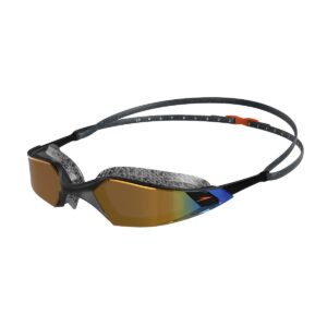 Speedo Aquapulse Pro Mirrored Goggles - Oxid Grey/ Black/ Orange Gold-0