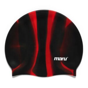 Maru Silicone Swimming Cap - Black/ Red-0