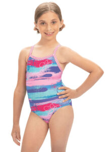 Dolfin Girl's Surfs Up Print Keyhole Swimsuit
