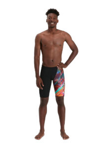 Speedo Glitche V-Cut Placement Jammer - Black/ Salso/ Blue/ Lime