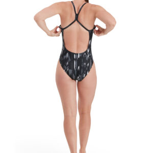 Speedo Allover Rippleback Swimsuit – Black/ Charcoal/ White