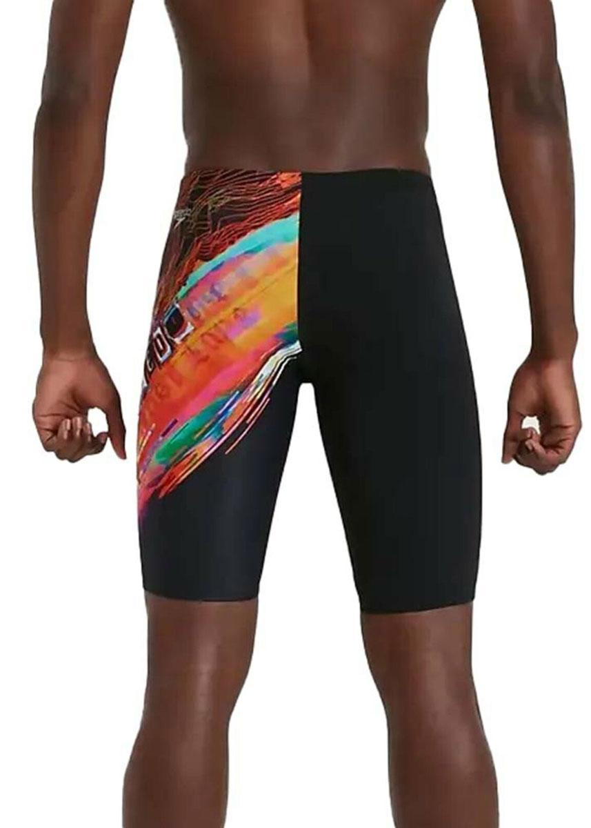Speedo Glitche V-Cut Placement Jammer - Black/ Salso/ Blue/ Lime-568371