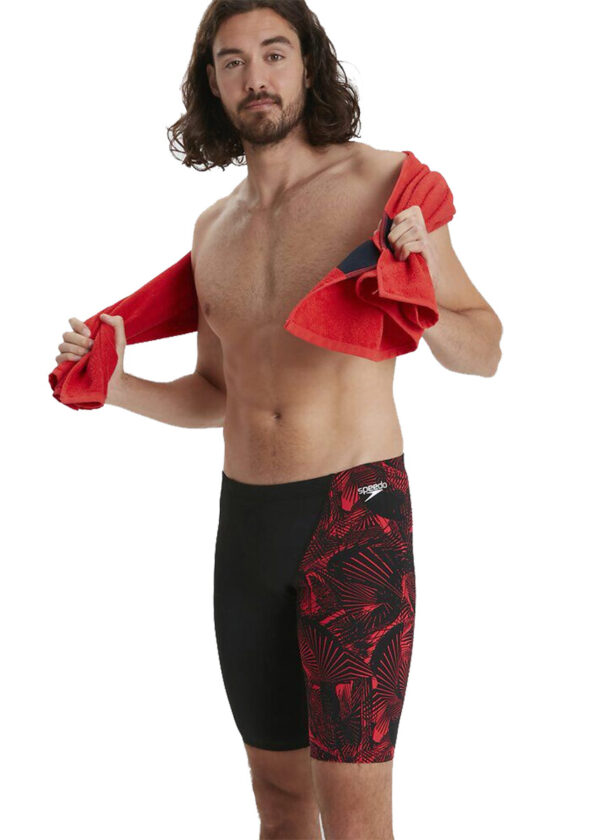 Speedo Allover V-Cut Jammer - Black/ Lava Red