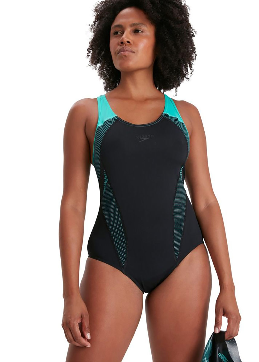 Speedo Plastisol Laneback Swimsuit - Black