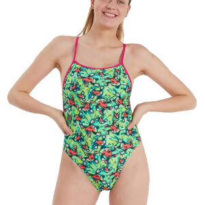 Speedo Women's Melon Mayhem Allover Vback Swimsuit - Lime/ Pink/ Green/ Watermelon-0