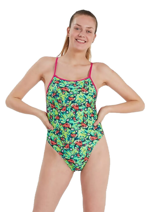 Speedo Women's Melon Mayhem Allover Vback Swimsuit - Lime/ Pink/ Green/ Watermelon-0