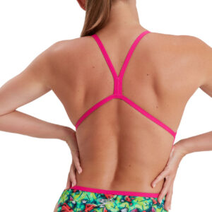 Speedo Women’s Melon Mayhem Allover Vback Swimsuit – Lime/ Pink/ Green/ Watermelon