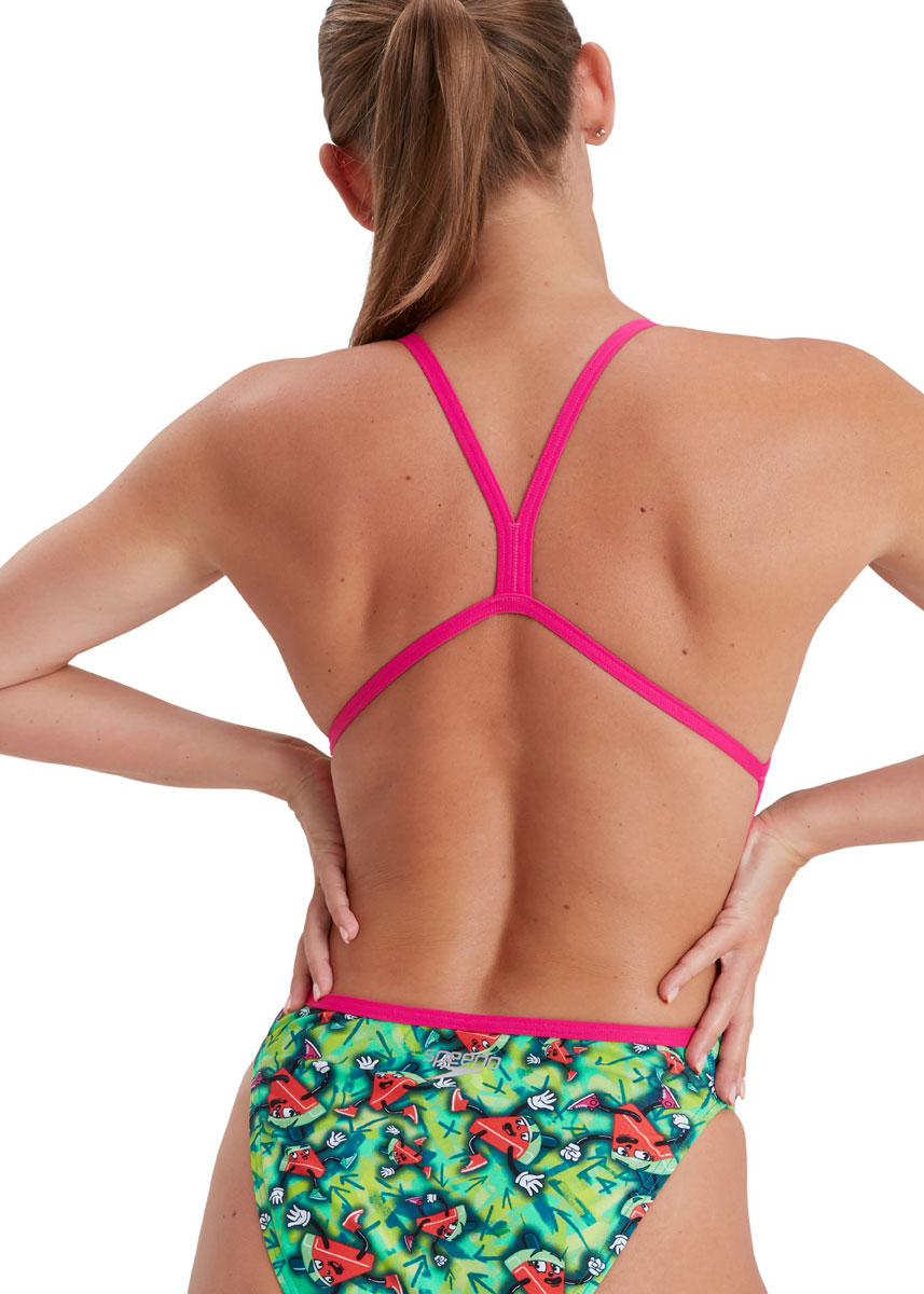 Speedo Women's Melon Mayhem Allover Vback Swimsuit - Lime/ Pink/ Green/ Watermelon-brand