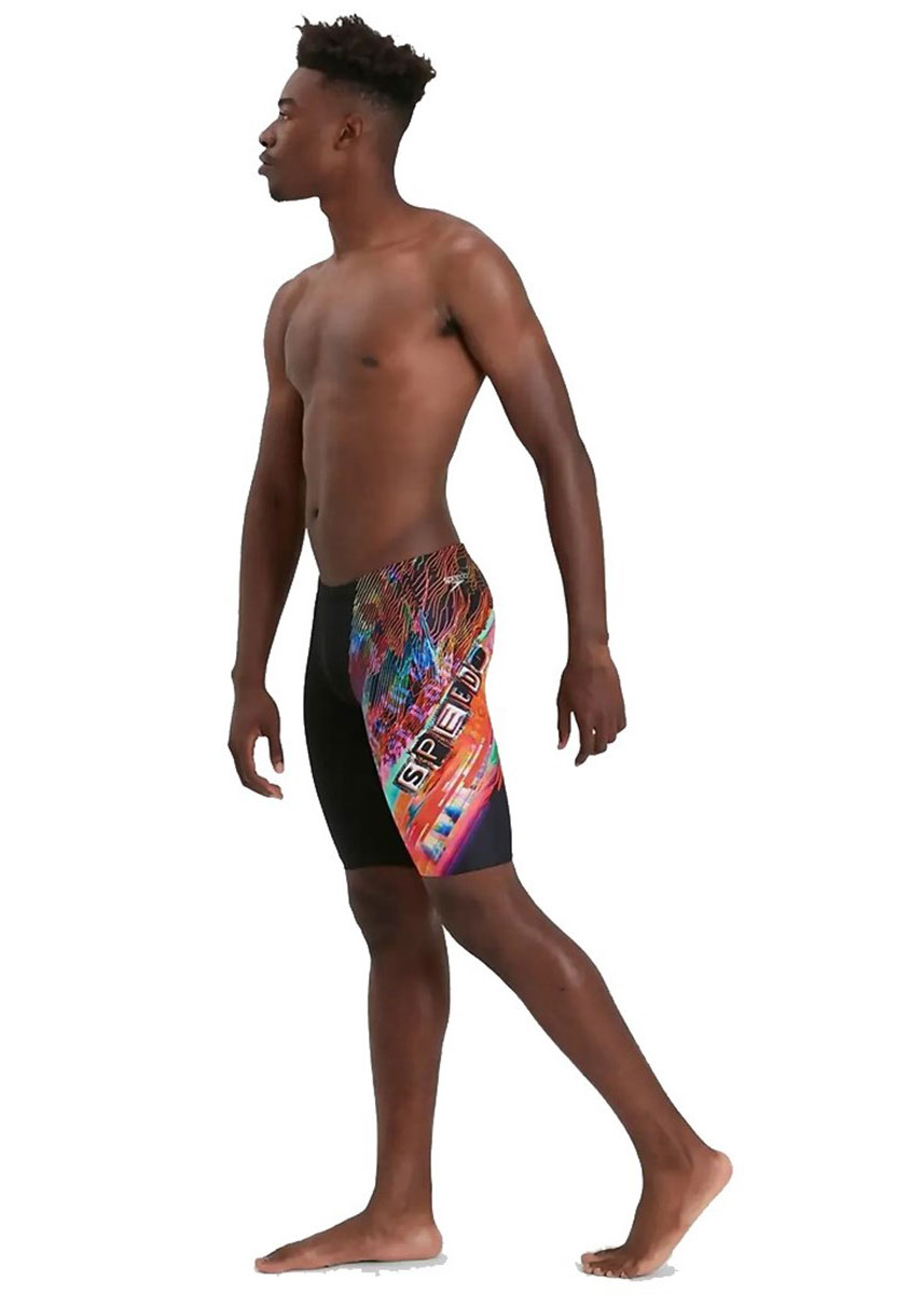 Speedo Glitche V-Cut Placement Jammer - Black/ Salso/ Blue/ Lime-568369