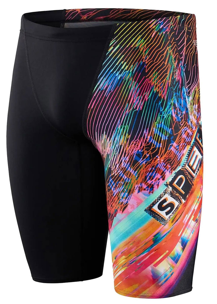 Speedo Glitche V-Cut Placement Jammer - Black/ Salso/ Blue/ Lime-568372