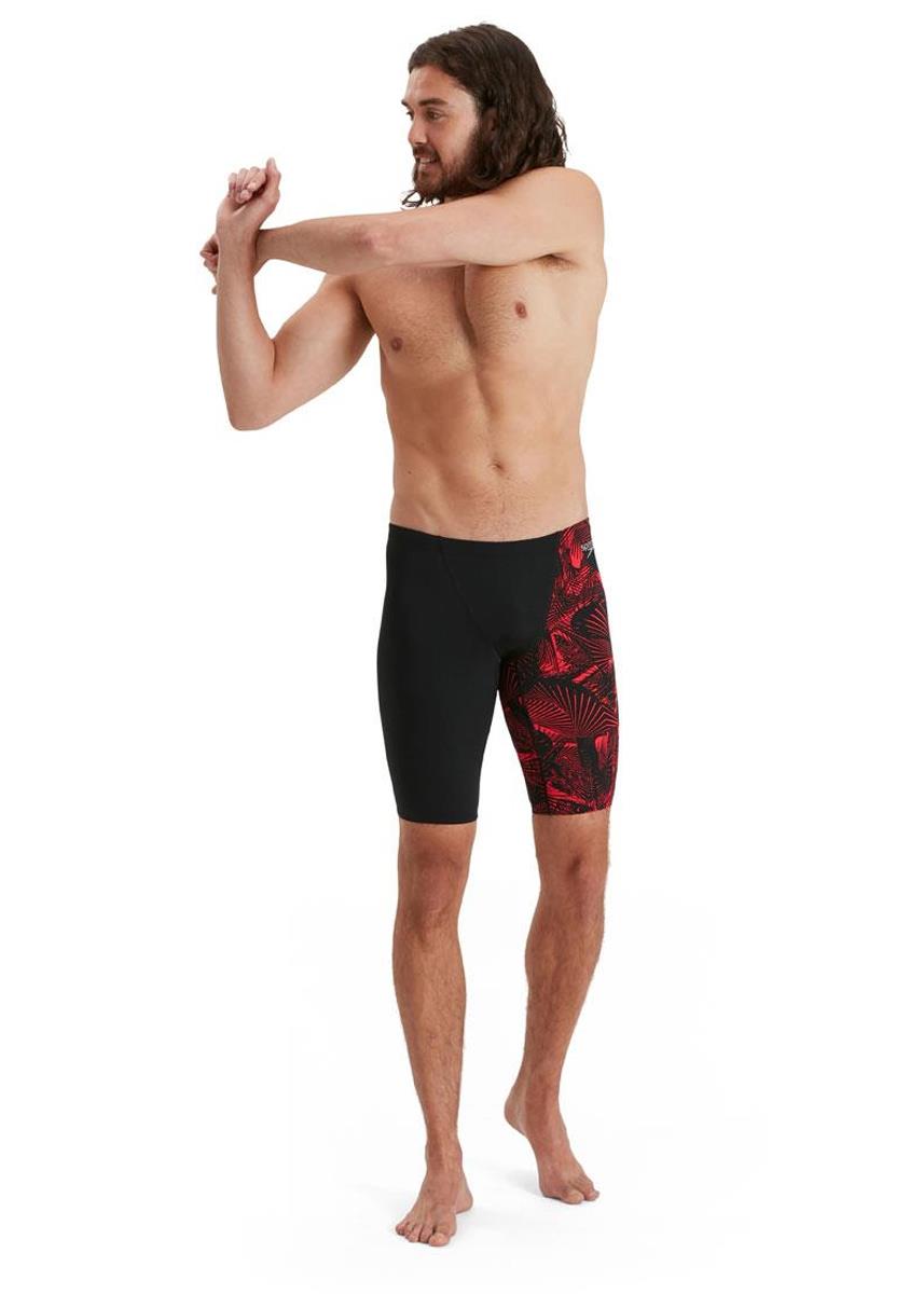 Speedo Allover V-Cut Jammer - Black/ Lava Red-560458
