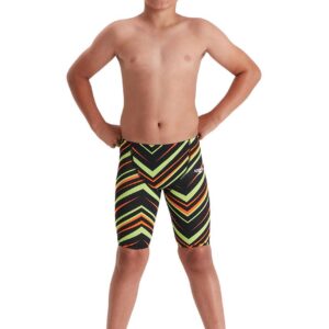 Speedo Boys Fastskin Junior Endurance+ High Waist Jammer - Black/ Atomic Lime/ Salso