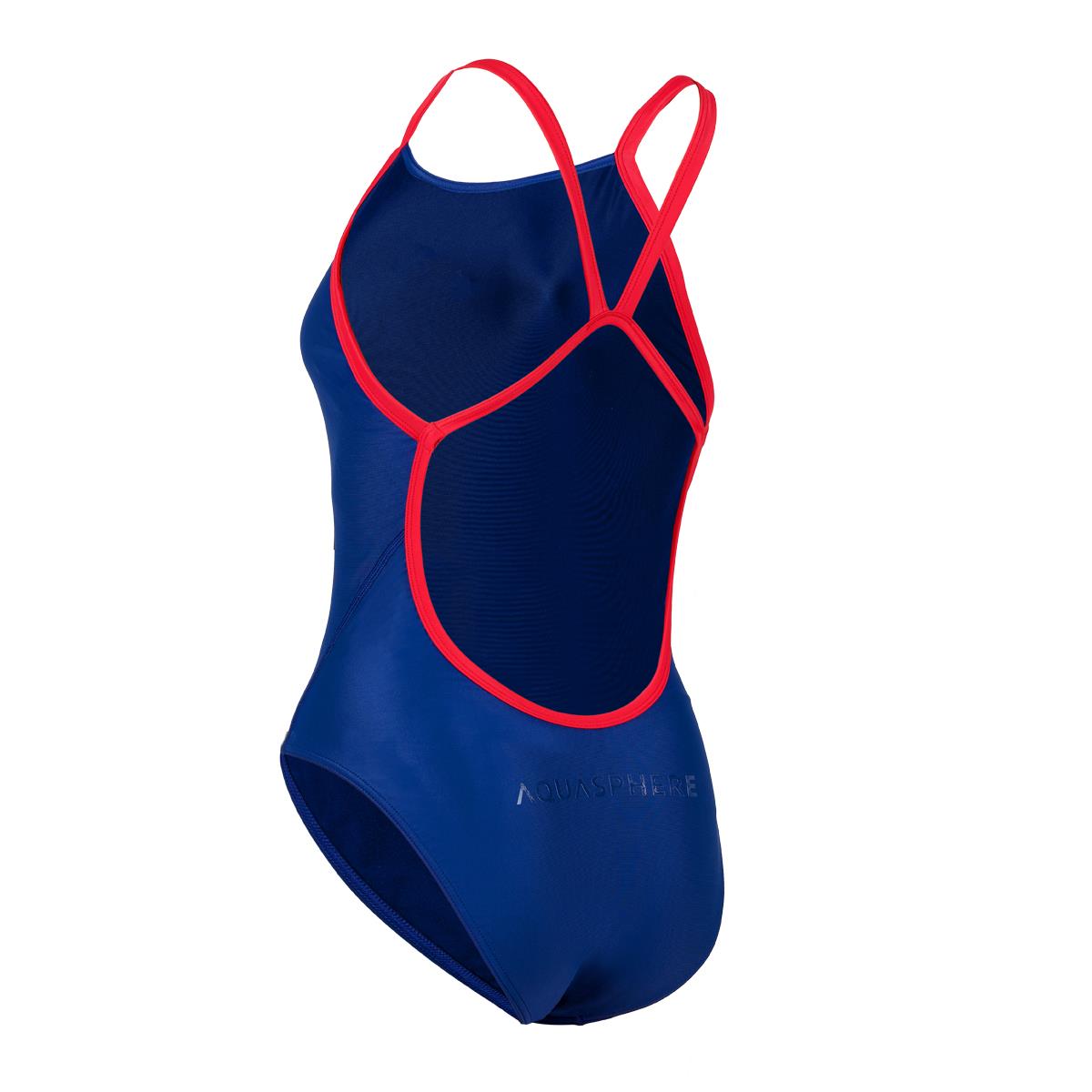 Aquasphere Womens Essentials Wide Back Swimsuit - Navy Blue / Red-560902