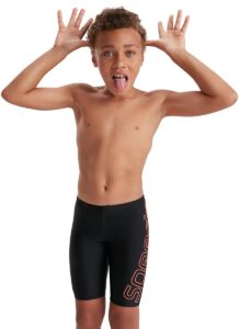 Speedo Boy's Boom Logo Placement Jammer - Black/ Siren Red