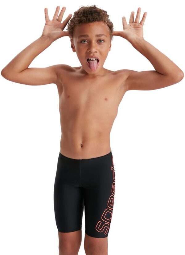 Speedo Boy's Boom Logo Placement Jammer - Black/ Siren Red-0