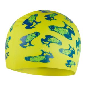 Speedo Junior Printed Silicone Cap - Fluo Yellow/ Beautiful Blue/ Neon Absinthe-0