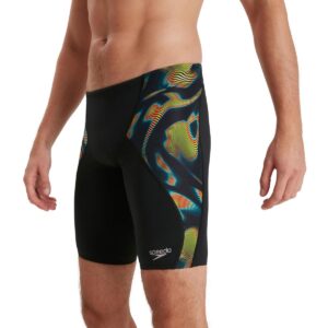Speedo Men's Allover Digital V-Cut Jammer - Black/ Lime/ Salso/ Adriatic-0