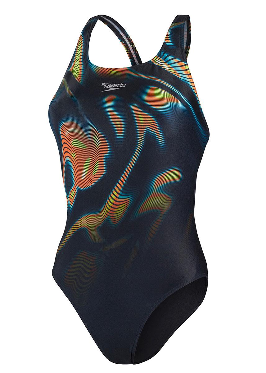 Speedo Placement Digital Powerback Swimsuit - Black/ Lime/ Salso/ Adriatic-562033