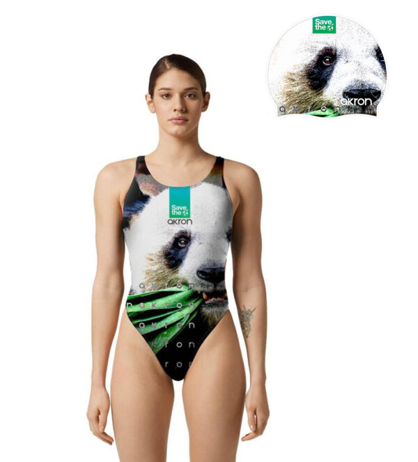 Akron Save The Panda Swimsuit And Cap-0