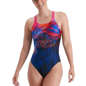 Speedo Placement Digital Medalist Swimsuit - Black/ Pink/ Blue/ Salso