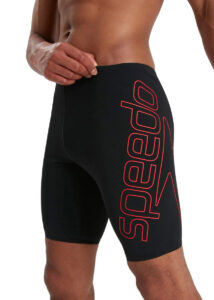Speedo Men's Boom Logo Placement Jammer - Black/ Fed Red