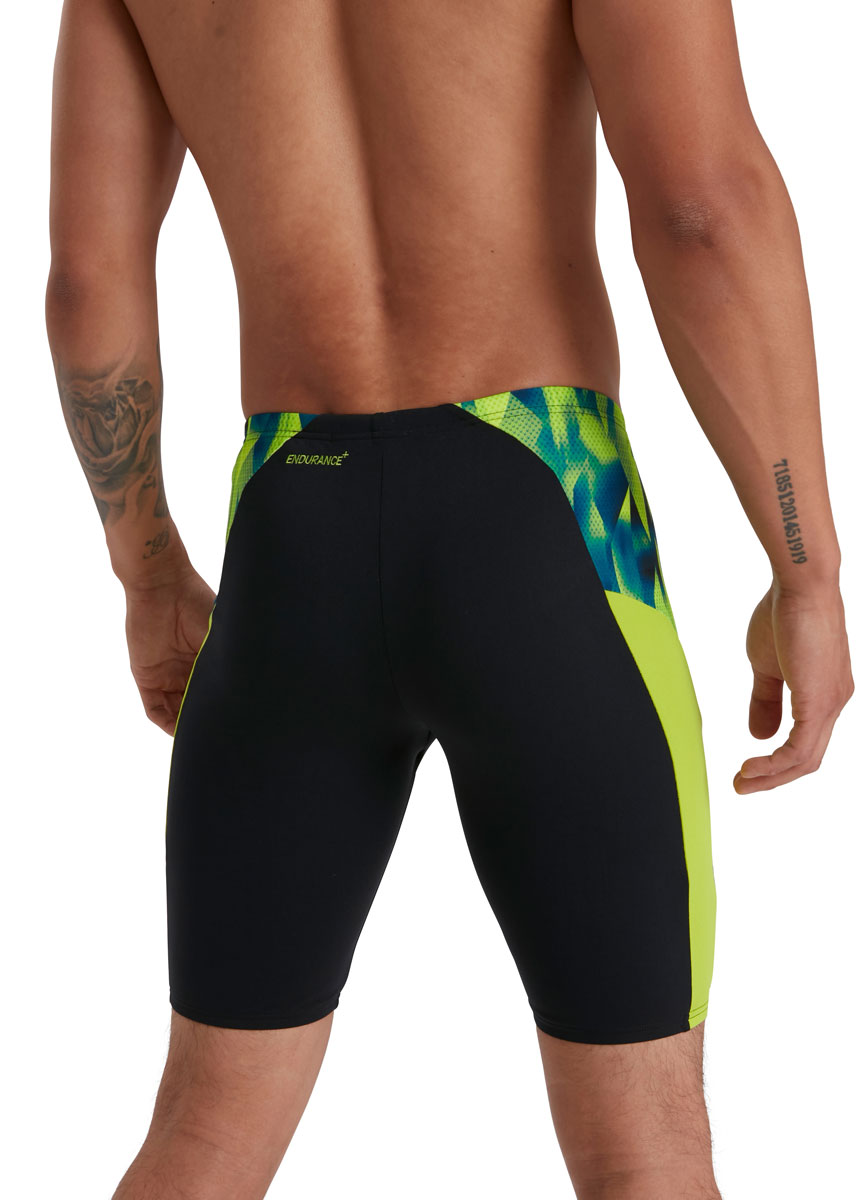Speedo Men's Eco Endurance+ Splice Jammer - Black/ Lime/ Nordic Teal-brand