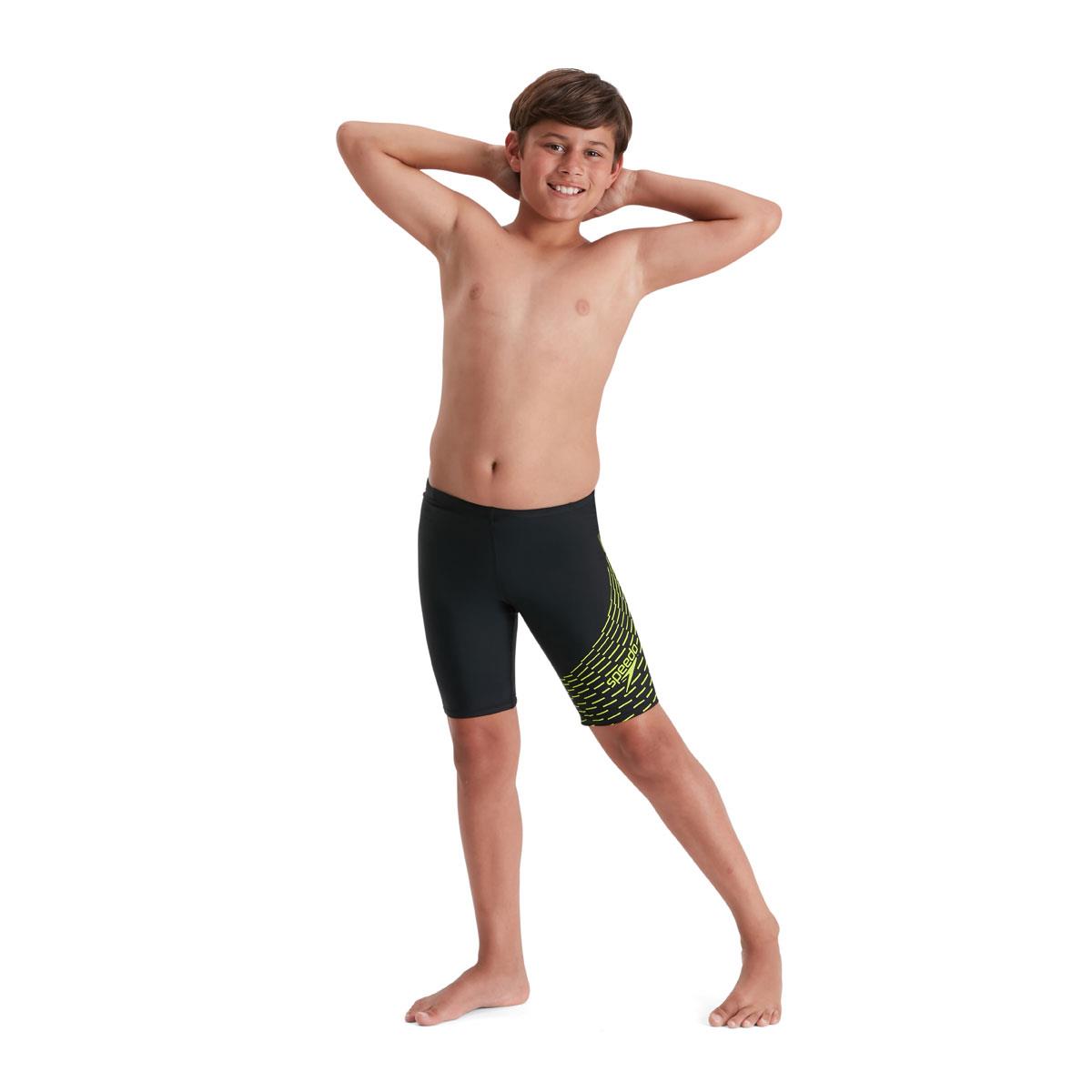 Speedo Boy's Medley Logo Jammer - Black/ Atomic Lime-0