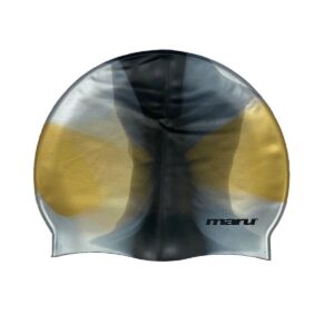 Maru Limited Edition Silicone Swim Cap - BLACK/SILVER/GOLD-0