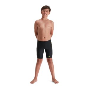 Speedo Boy's Plastisol Placement Jammer - Black/ Atomic Lime/ Tile-0