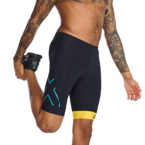 2XU Men's Core Tri Short - Black/Sulphur-0