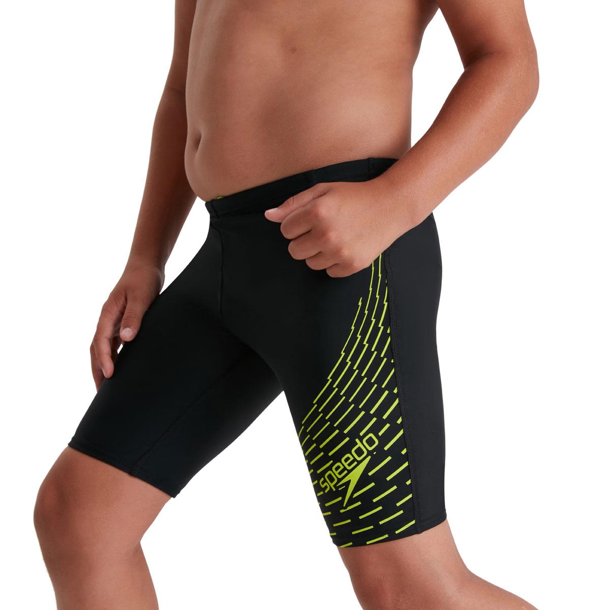 Speedo Boy's Medley Logo Jammer - Black/ Atomic Lime-564601