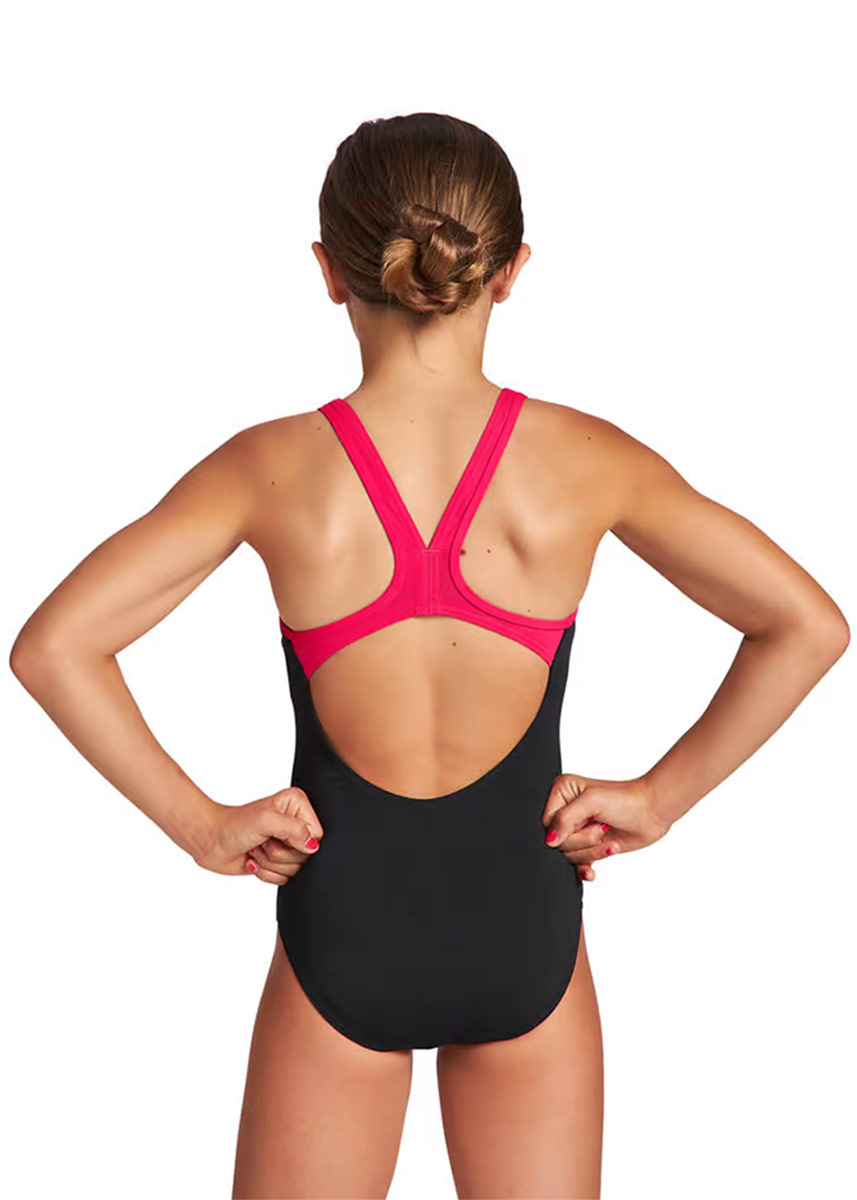 Arena Girl's Biglogo Pro Back Swimsuit - Black/ Freak Rose-brand