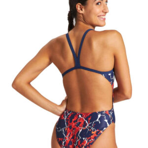 Arena Earth Texture Challenge Back Swimsuit – Navy/ Red